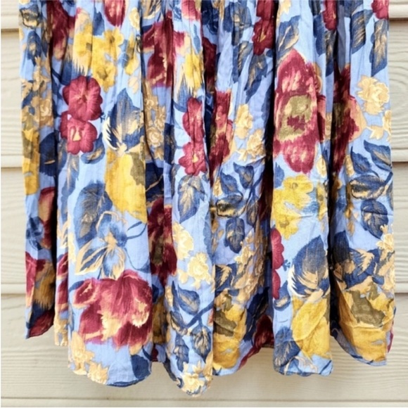 Vintage 90s Cactus Flower Maxi Skirt Boho Cottagecore Modest Prairie Made USA - Picture 5 of 8